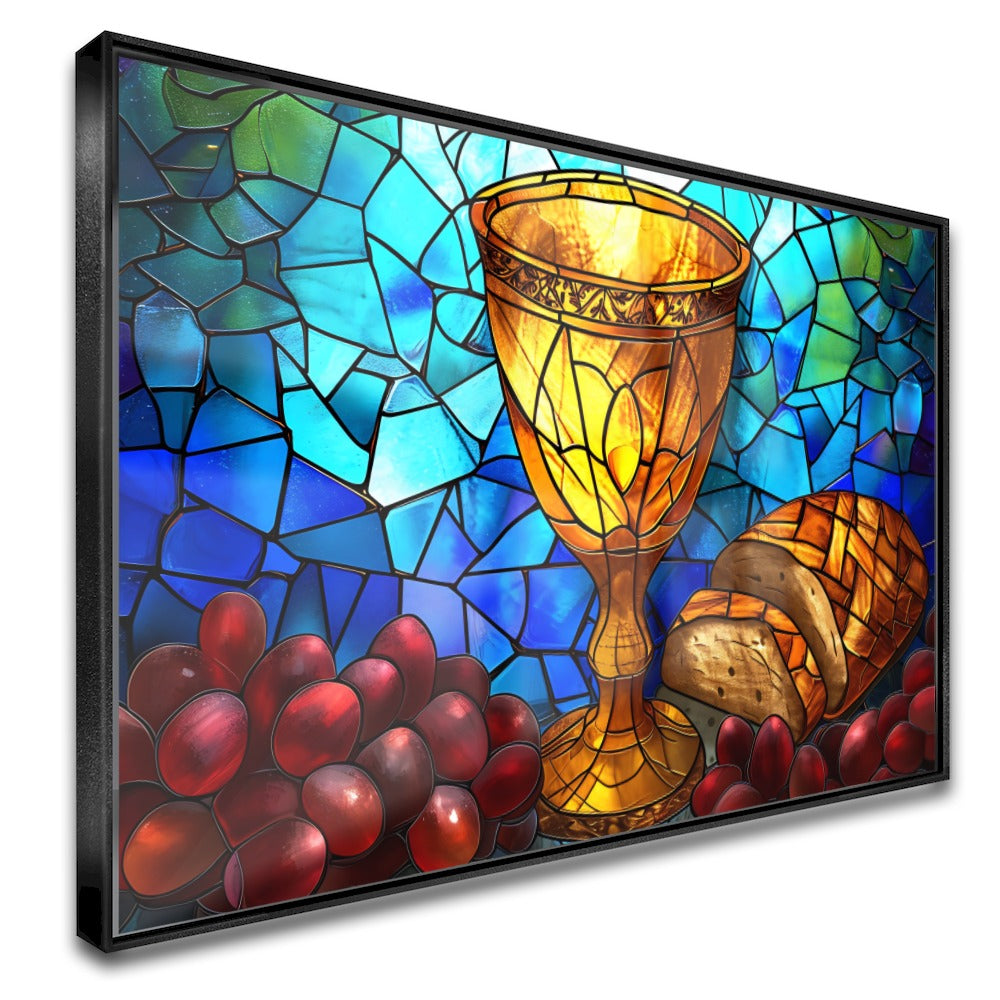 Quadro Cálice Da Santa Comunhão Vinho e Pão