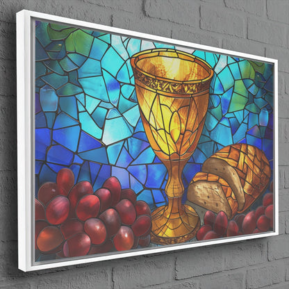 Quadro Cálice Da Santa Comunhão Vinho e Pão