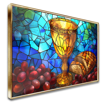 Quadro Cálice Da Santa Comunhão Vinho e Pão