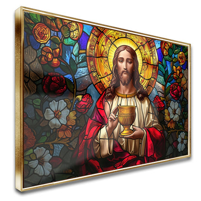 Quadro Senhor Pintura Abstrato Jesus Cristo  Cálice Aliança