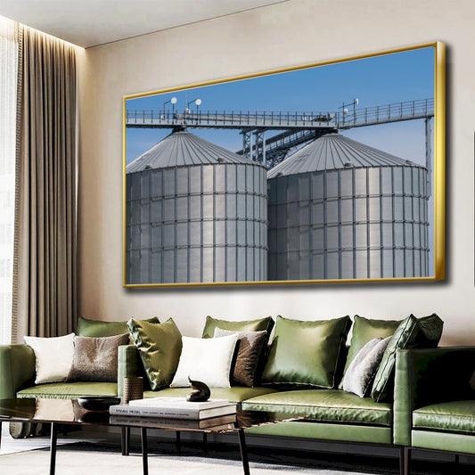 Quadro dois silos – Arte rural minimalista Agro Quadros