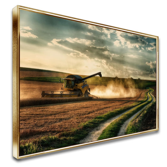 Quadro colheitadeira na colheita – Arte paisagem rural Agro Quadros