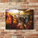 Quadro trator Ford vintage no galpão – Arte rural Agro Quadros