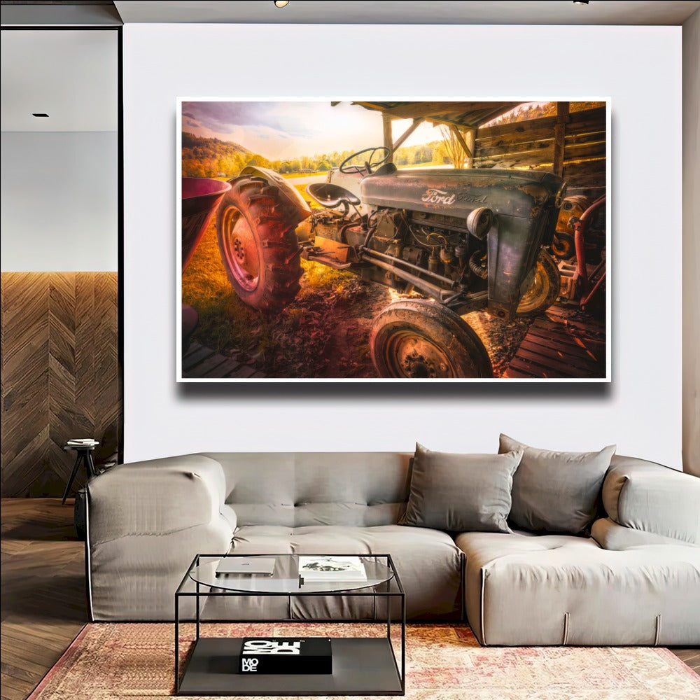 Quadro Trator Ford Vintage No Galpão