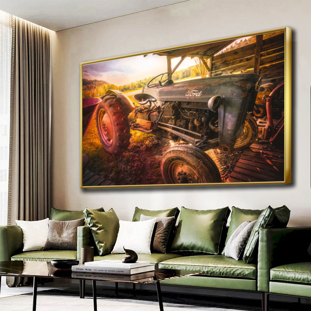 Quadro Trator Ford Vintage No Galpão