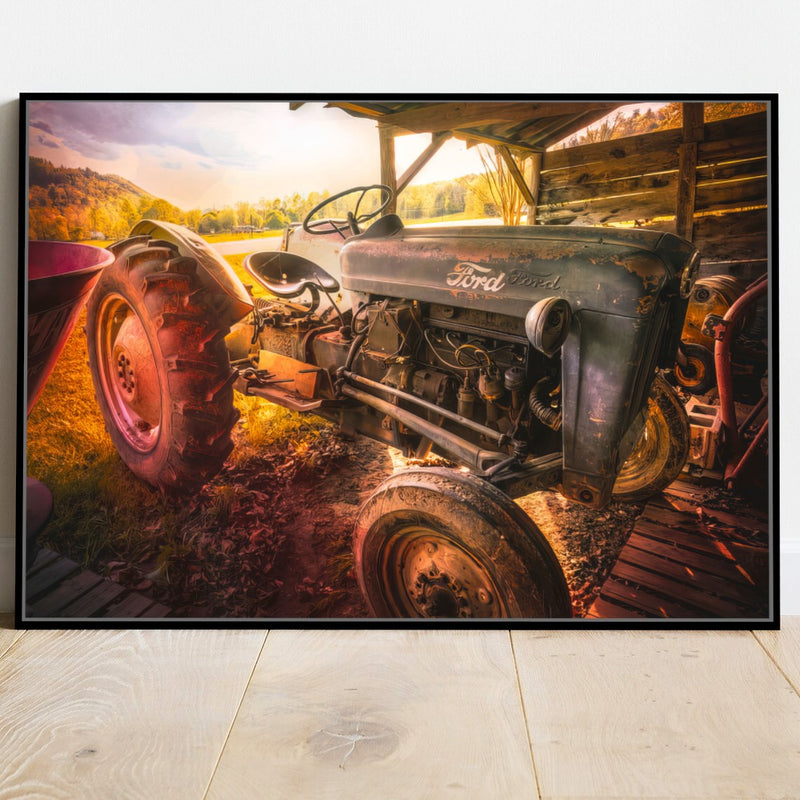 Quadro Trator Ford Vintage No Galpão