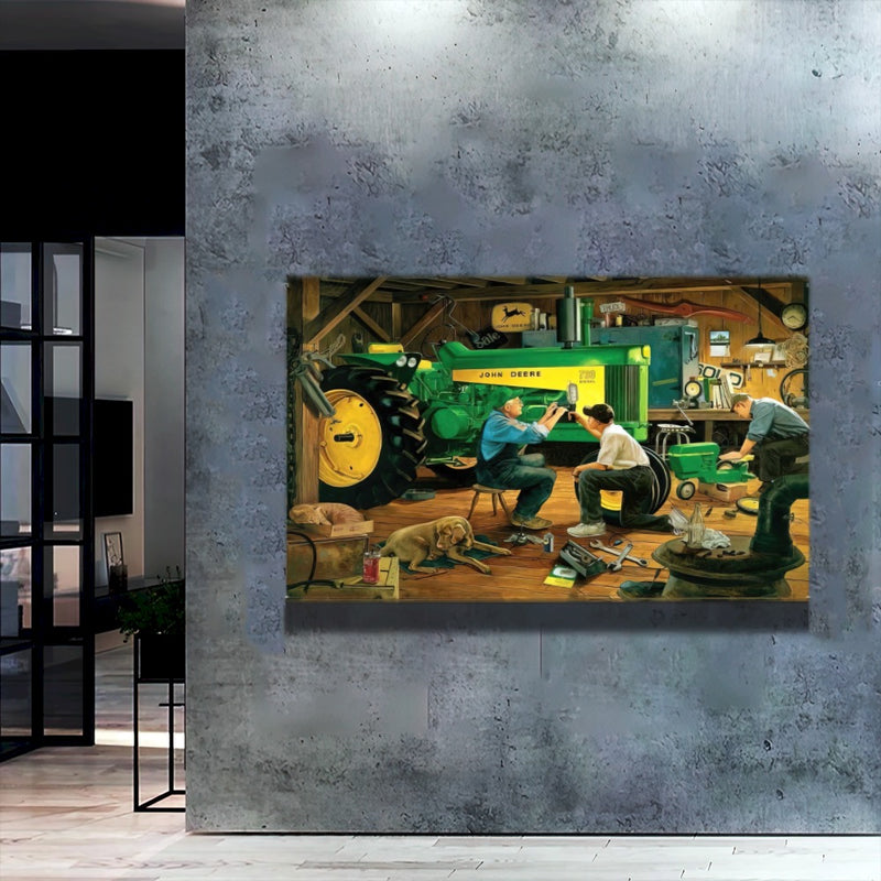 Quadro Lidando No Trator Na Oficina
