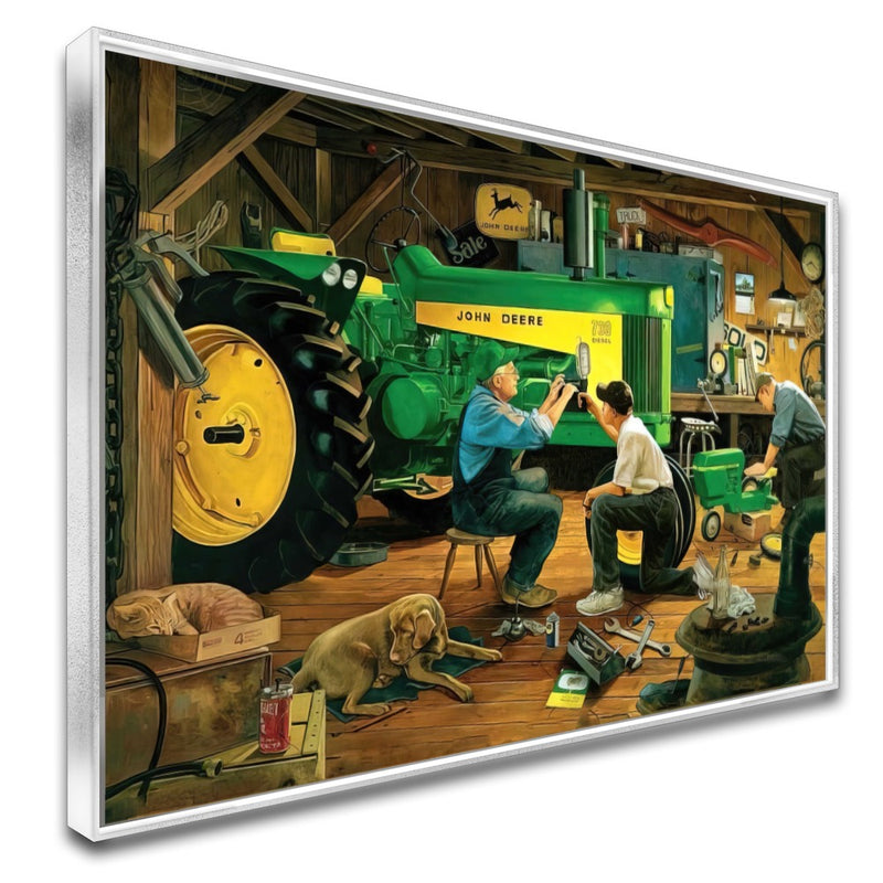 Quadro Lidando No Trator Na Oficina