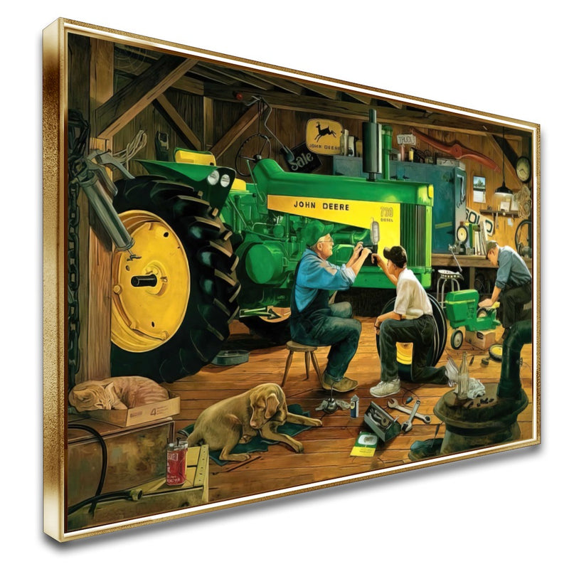 Quadro Lidando No Trator Na Oficina