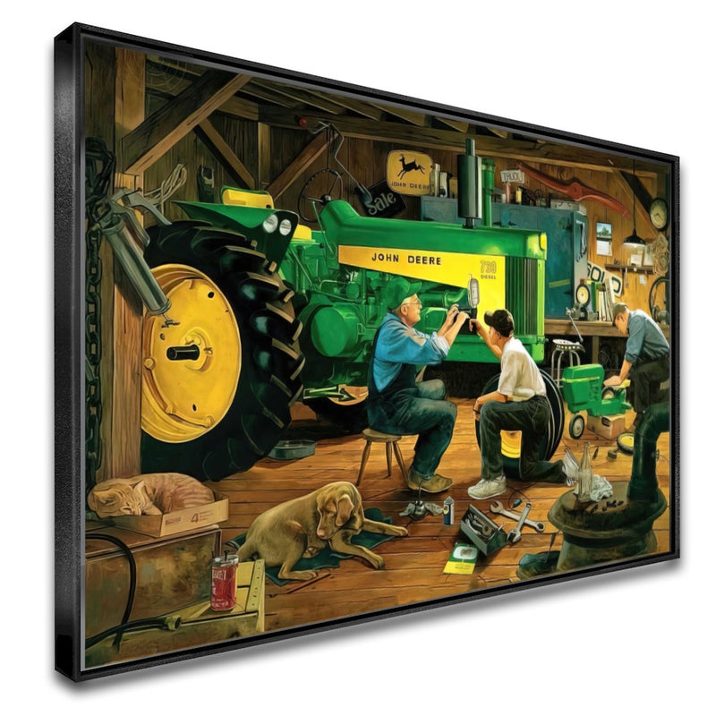 Quadro Lidando No Trator Na Oficina