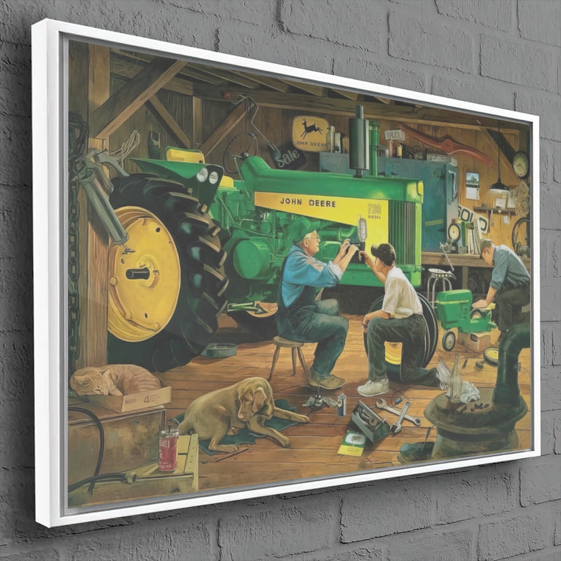 Quadro Lidando No Trator Na Oficina