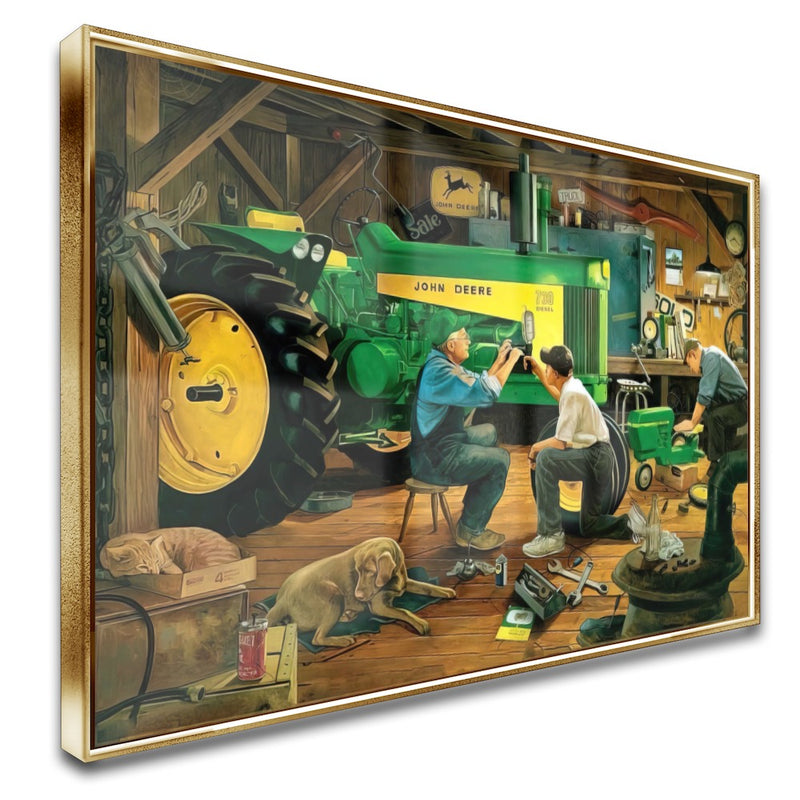 Quadro Lidando No Trator Na Oficina