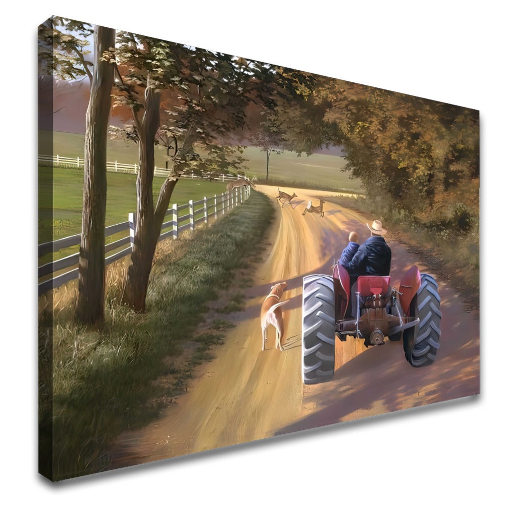 Quadro Vô E Neto Andando De Trator