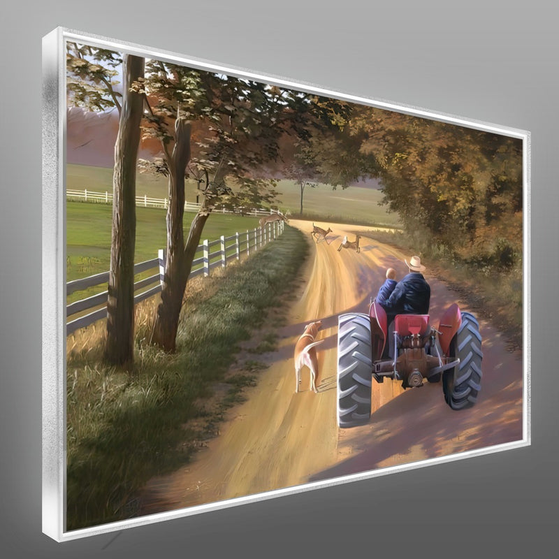 Quadro Vô E Neto Andando De Trator