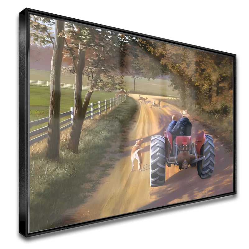 Quadro Vô E Neto Andando De Trator