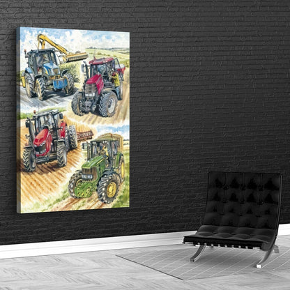 Quadro Desenho Tratores Trabalhando