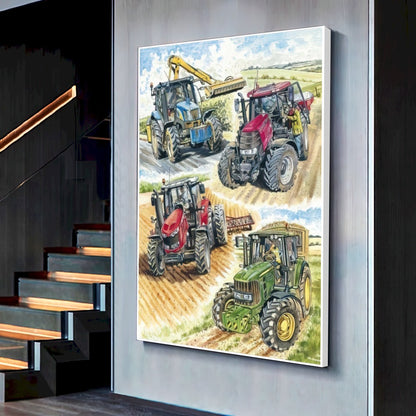 Quadro Desenho Tratores Trabalhando