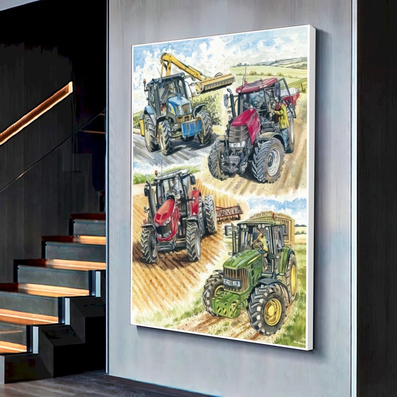 Quadro Desenho Tratores Trabalhando