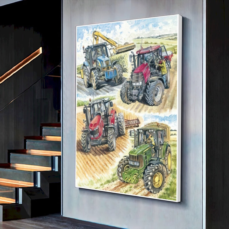 Quadro Desenho Tratores Trabalhando