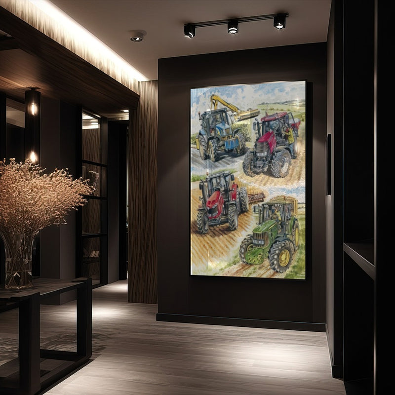 Quadro Desenho Tratores Trabalhando