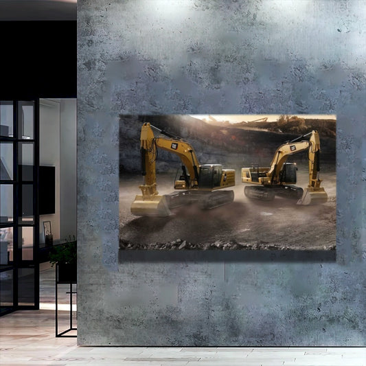 Quadro duas dragas amarelas trabalhando – Agro Quadros