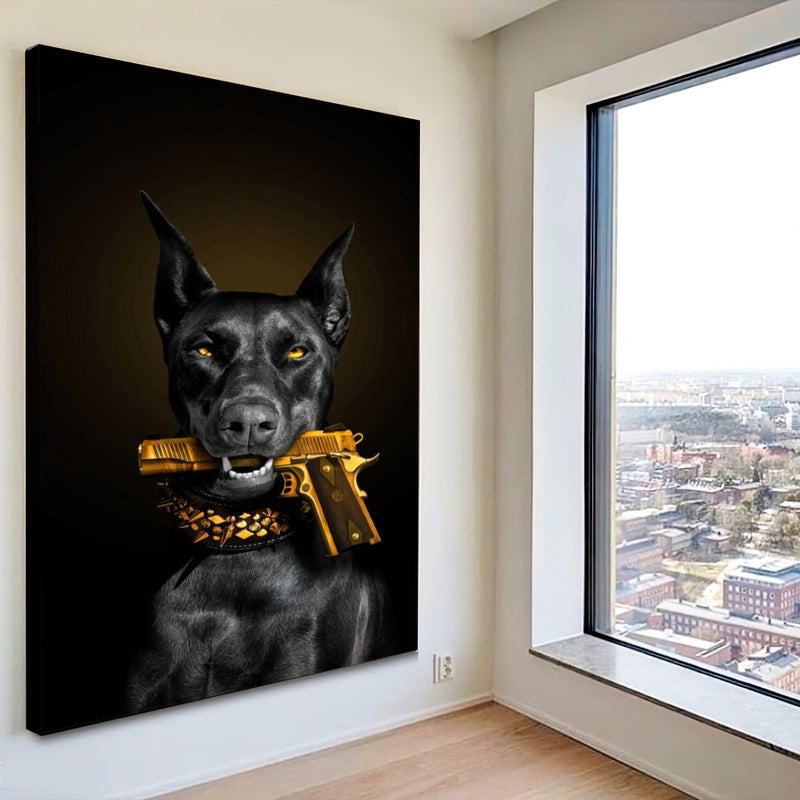 Quadro Cão E Arma