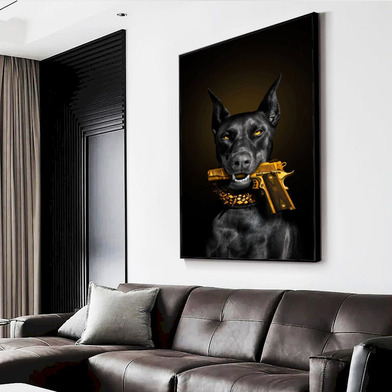 Quadro Cão E Arma