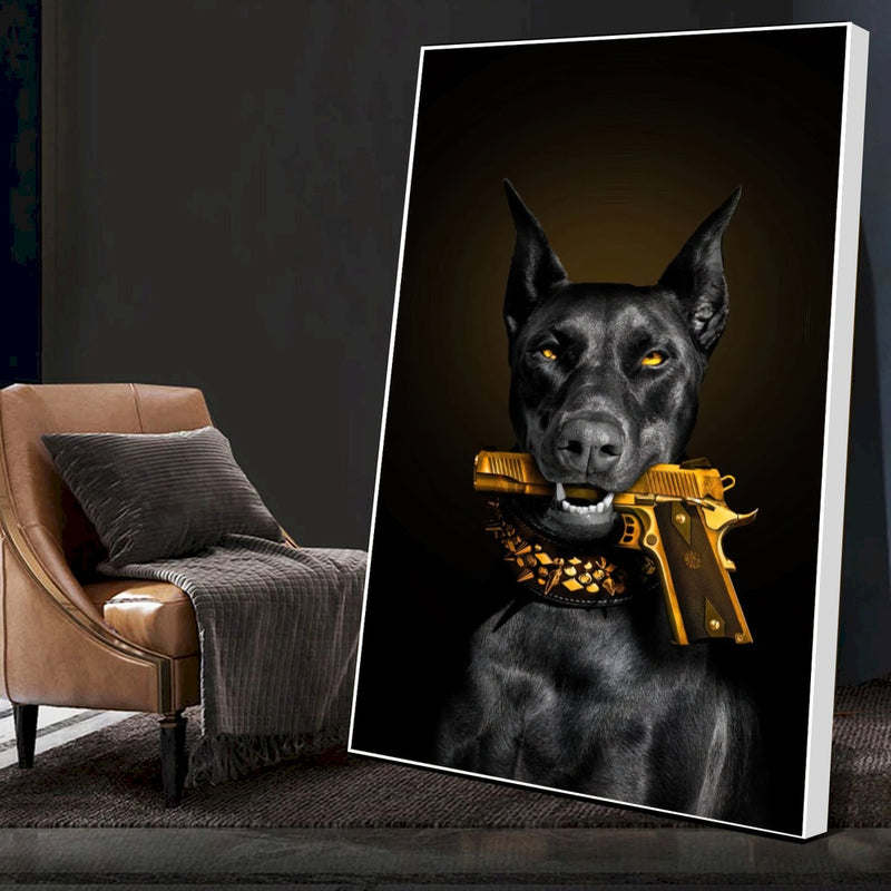 Quadro Cão E Arma
