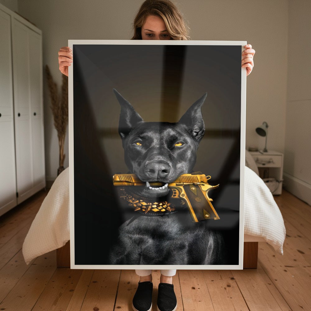 Quadro Cão E Arma