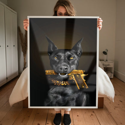 Quadro Cão E Arma