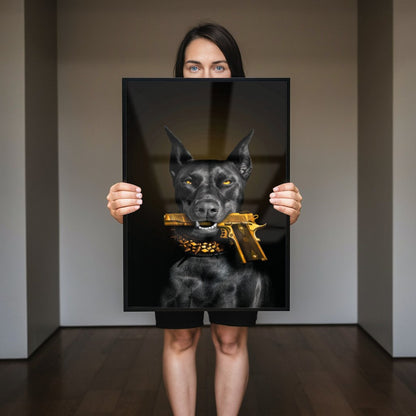 Quadro Cão E Arma