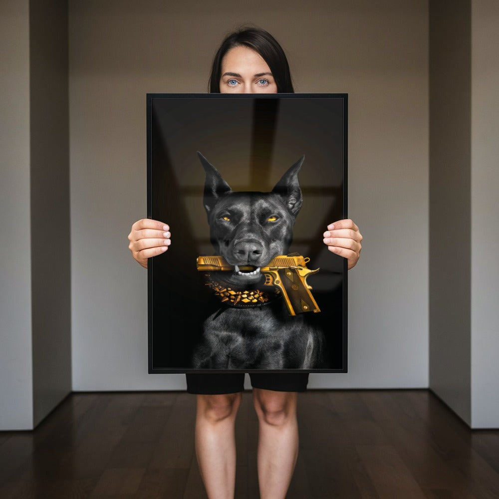 Quadro Cão E Arma