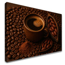 Quadro Xícara E Grãos De Café Com Cacau