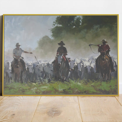 Quadro Cavaleiros Tocando Gado