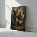 Quadro Boi Vaca E Terneiros Art Low Poly