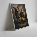 Quadro Boi Vaca E Terneiros Art Low Poly