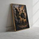 Quadro Boi Vaca E Terneiros Art Low Poly