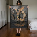 Quadro Boi Vaca E Terneiros Art Low Poly