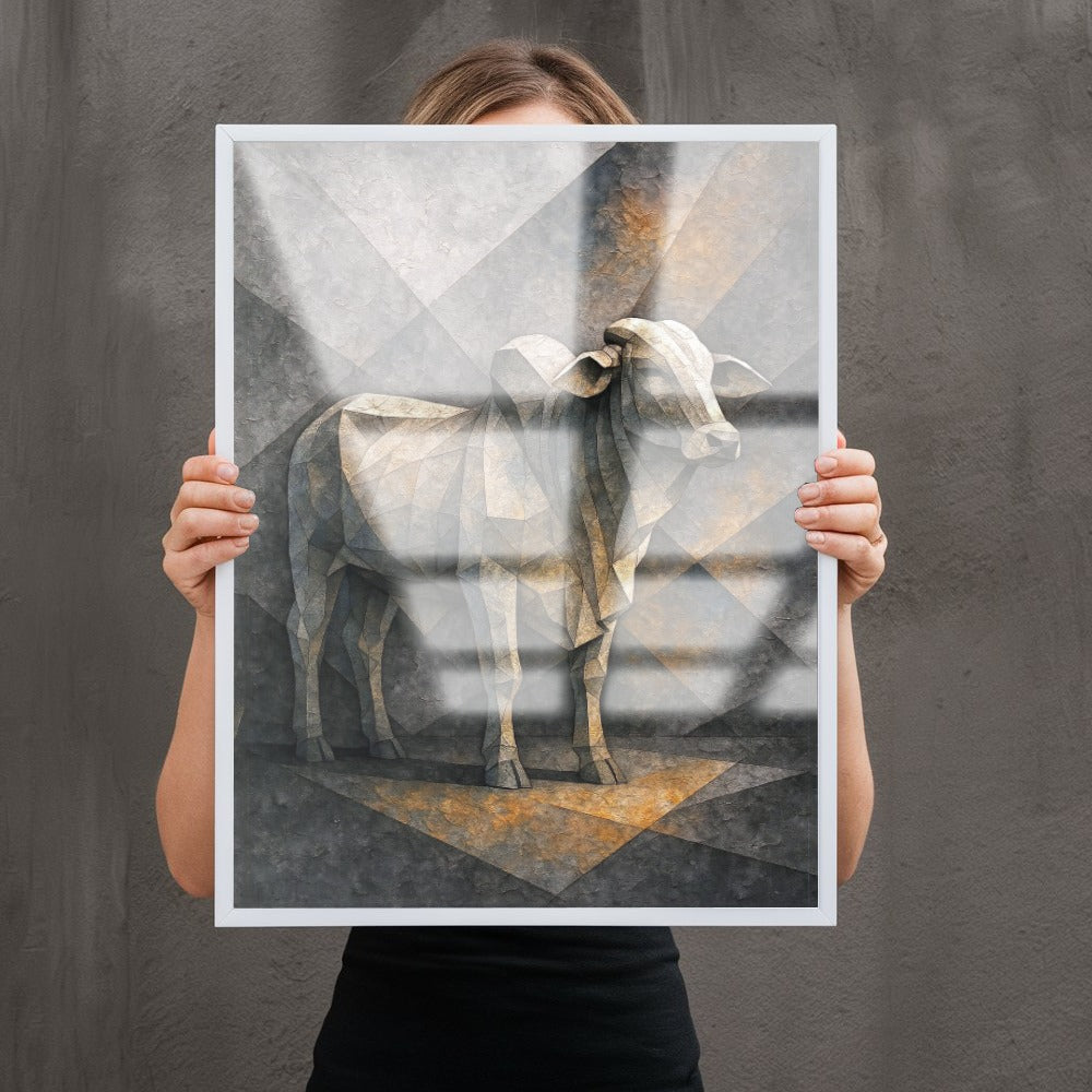 Quadro Boi Arte Estilo Low Poly