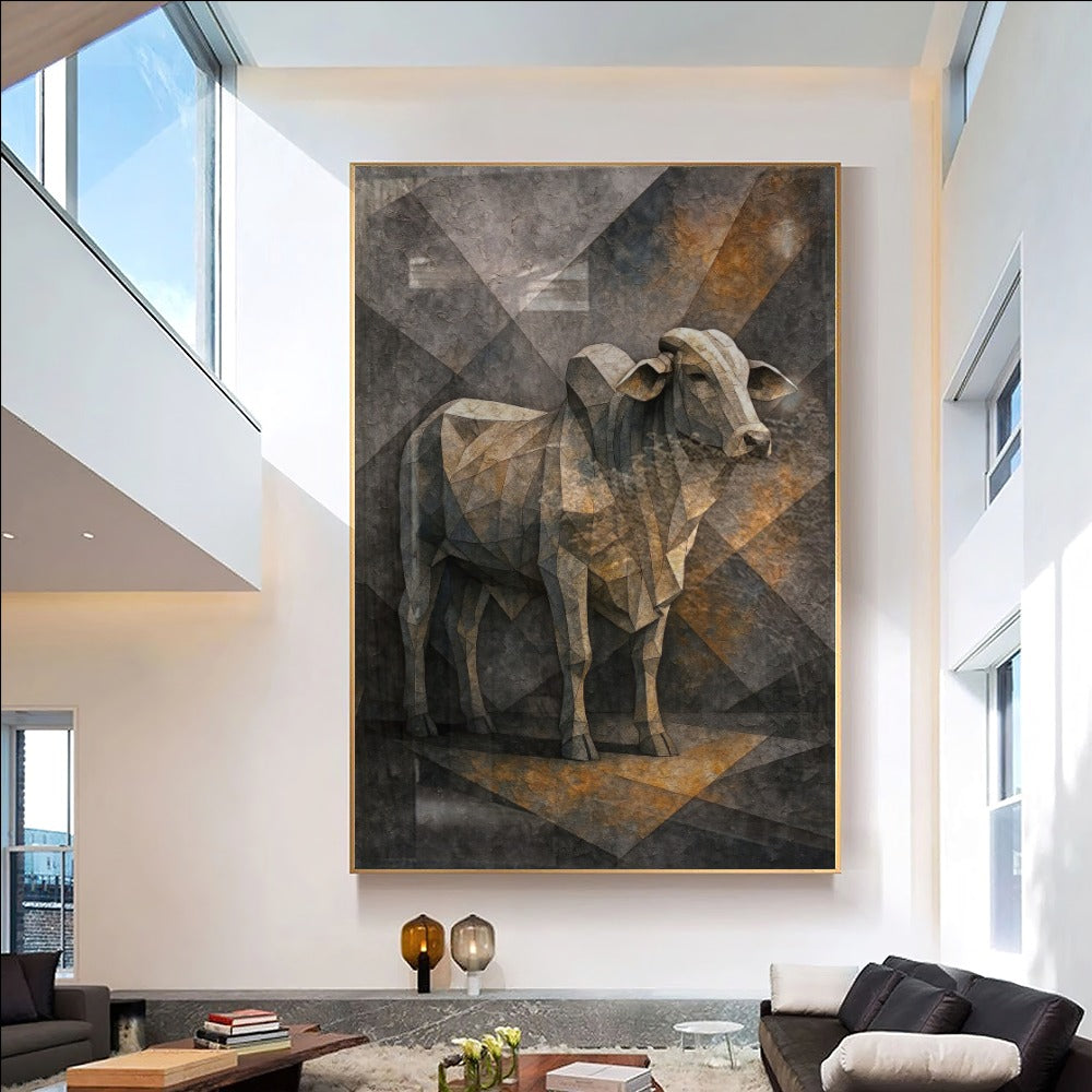 Quadro Boi Arte Estilo Low Poly