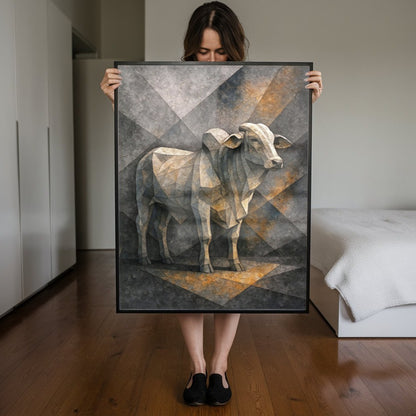 Quadro Boi Arte Estilo Low Poly