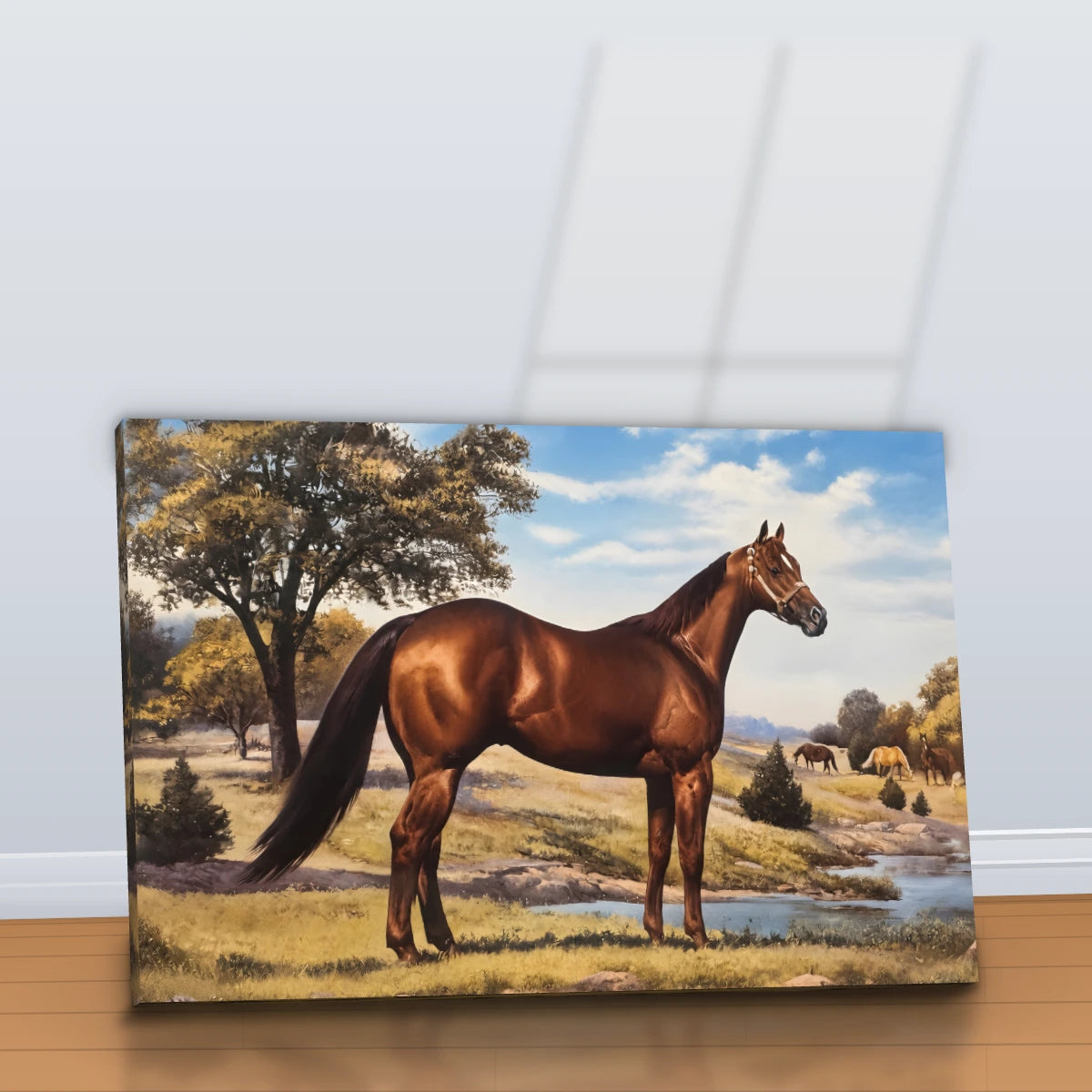 Quadro Sala Cavalo Marrom Rural