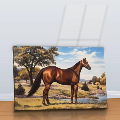 Quadro Sala Cavalo Marrom Rural