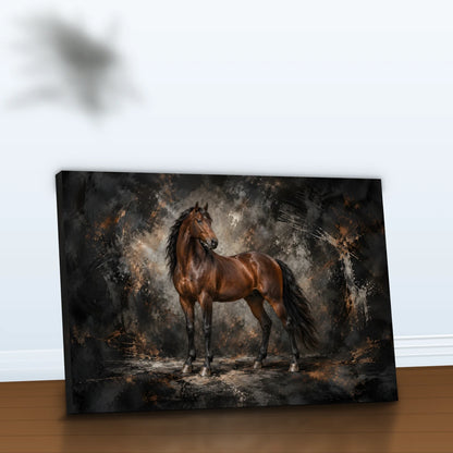 Quadro Sala Cavalo Marrom Luxury
