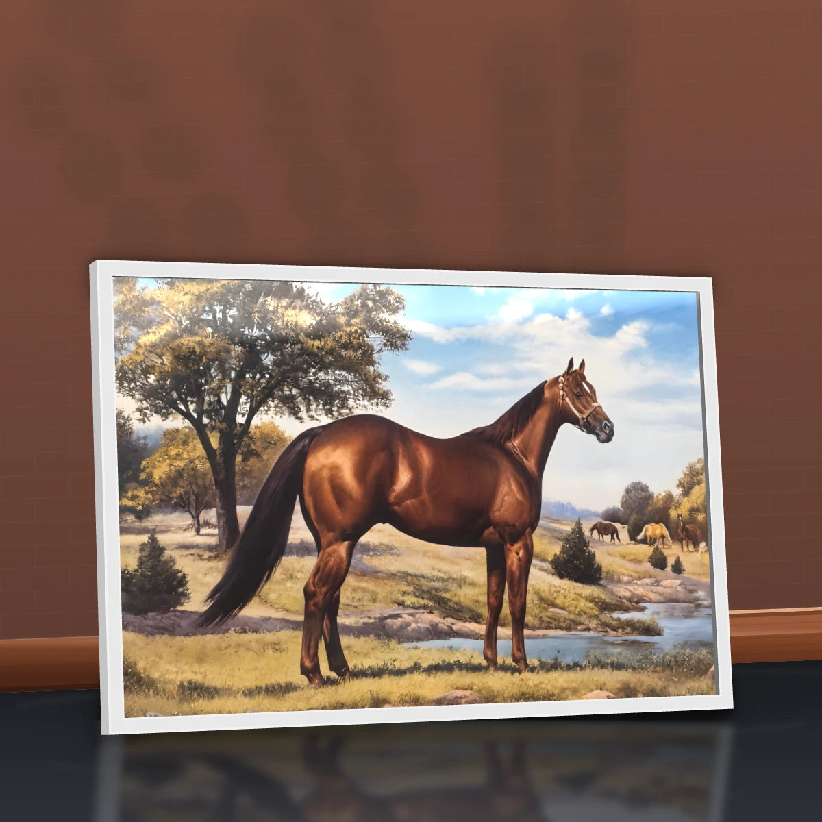 Quadro Sala Cavalo Marrom Rural