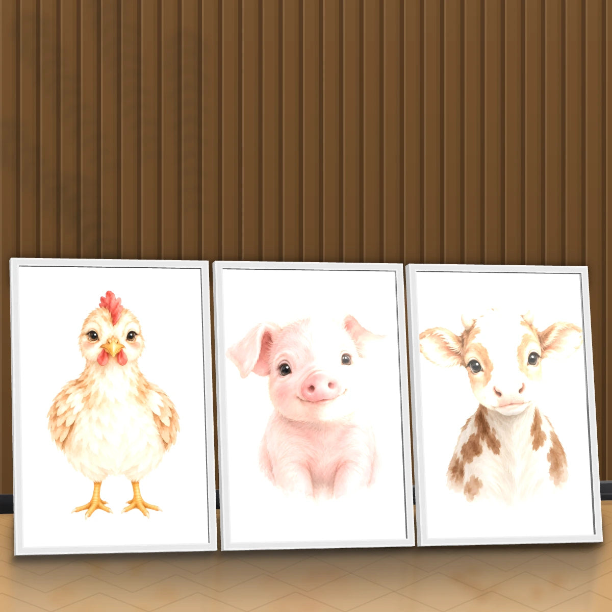 Quadro Trio Cozinha Pintinho Aquarela