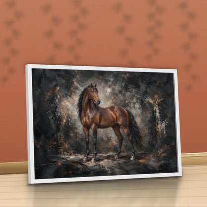 Quadro Sala Cavalo Marrom Luxury