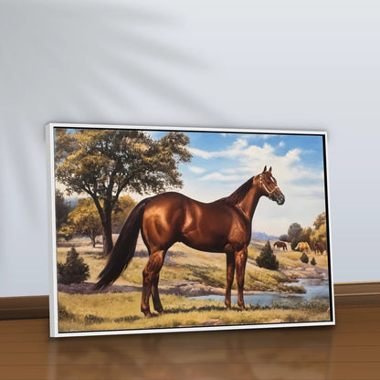 Quadro Sala Cavalo Marrom Rural