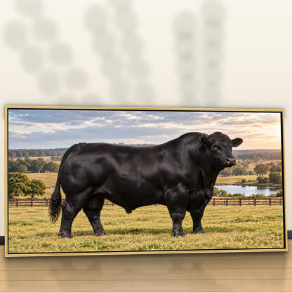 Quadro Escritório Touro Angus Preto