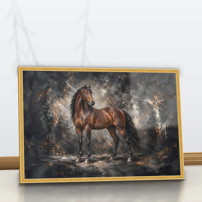 Quadro Sala Cavalo Marrom Luxury